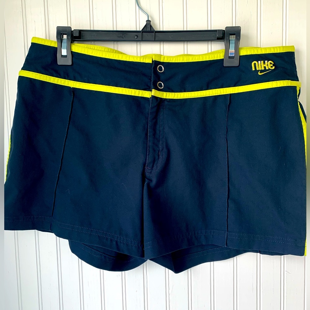 Nike (Large 12/14) Navy Blue with Lemon Yellow trim; 2-Snap and Zipper Closure